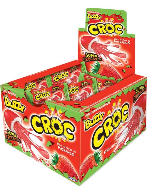 CHICLE BUZZY CROC C/40 UNIDADES MORANGO RICLAN