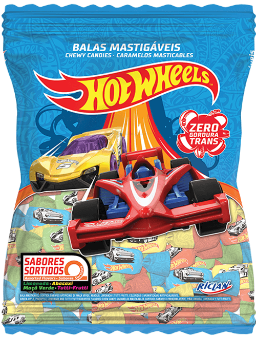 BALA MASTIGAVEL HOT WHEELS 600G SORTIDA RICLAN