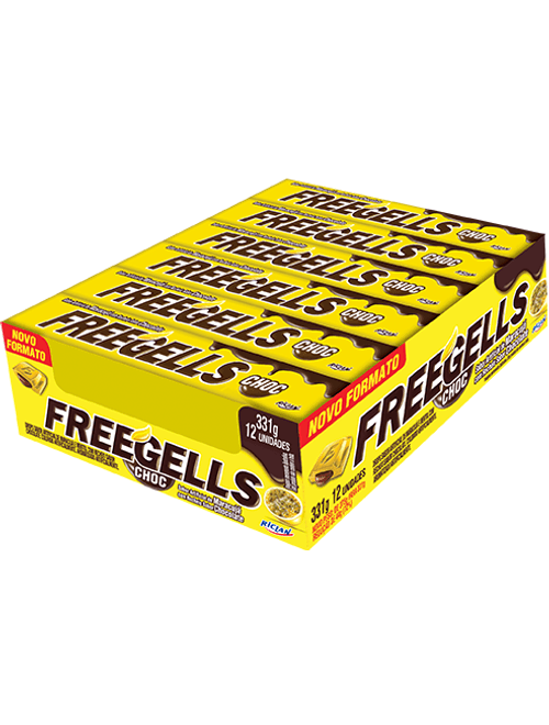 DROPS FREEGELLS  PLAY C/12 UNIDADES MARACUJA COM CHOCOLATE RICLAN