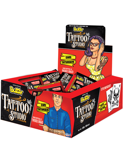 CHICLE BUZZY C/100 TATTOO STUDIO MORANGO RICLAN