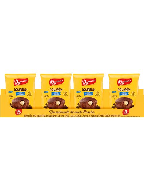 BOLINHO DE CHOCOLATE RECHEADO COM BAUNILHA COM 16 UNIDADES DE 40G CADA BAUDUCCO