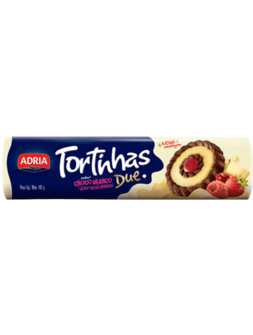 BISCOITO TORTINHA DUE CHOCOLATE BRANCO COM GELEIA FRAMBOESA 140G ADRIA