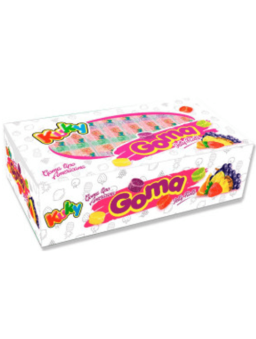 BALA DE GOMA CONTEM 30 UNIDADE DE 31G CADA TUBO FRUTAS KUKY