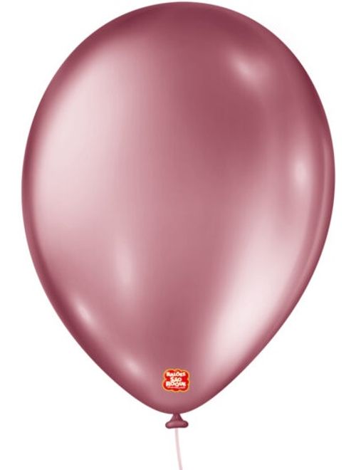 BALAO 9 METALIC ROSA COM 25 UNIDADES SAO ROQUE