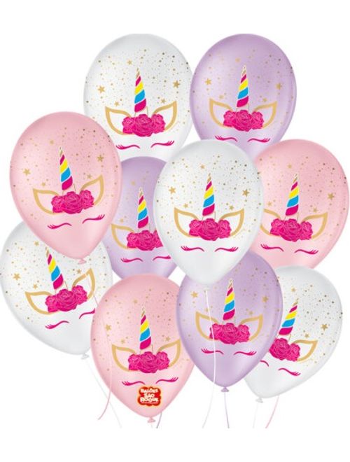 BALAO 9 UNICORNIO CHARM SORTIDO COM 25 UNIDADES SAO ROQUE