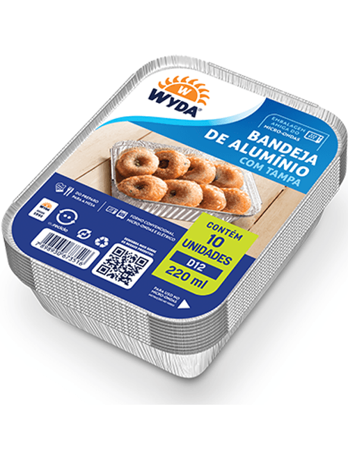 MARMITEX RETANGULAR D12 220ML COM 10 UNIDADES WYDA