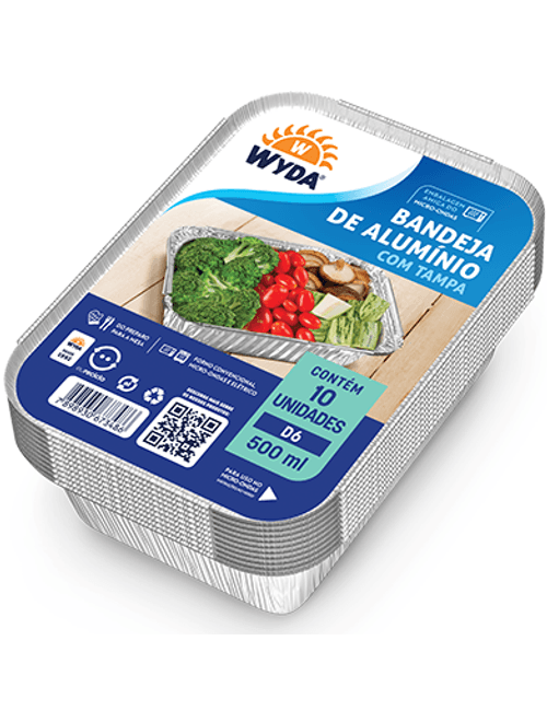 MARMITEX RETANGULAR D6S 500ML COM 10 UNIDADES WYDA