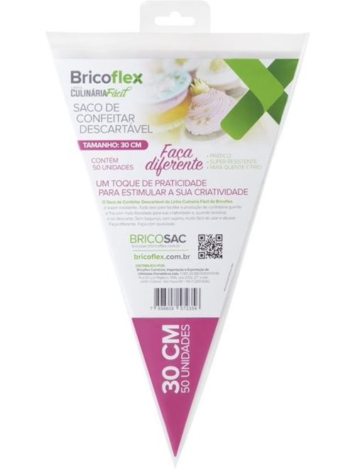 SACO DE CONFEITAR DESCARTAVEL 30CM COM 50 BRICOFLEX