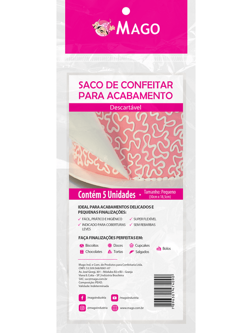 SACO DE CONFEITAR PARA ACABAMENTO COM 5 MAGO