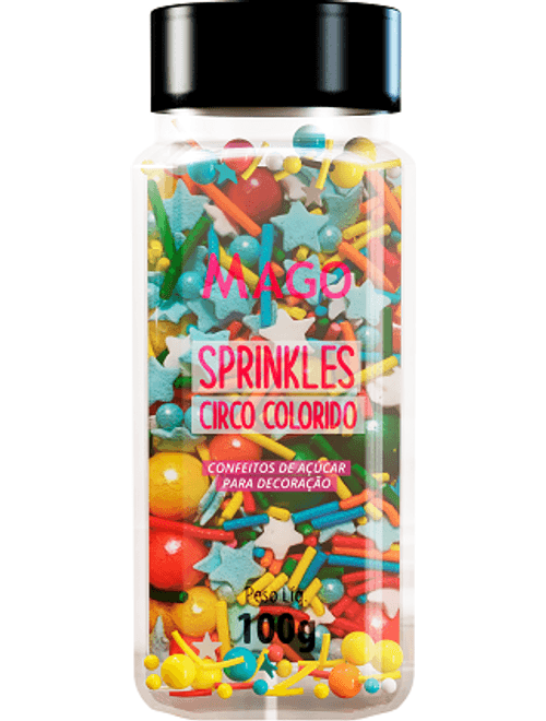 CONFETE DE ACUCAR SPRINKLES CIRCO COLORIDO 100G MAGO