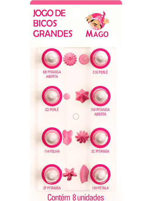 KIT DE BICO PLASTICO GRANDE COM 8 UNIDADES MAGO