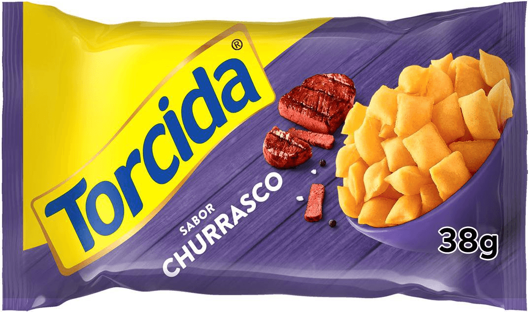 SALGADINHO TORCIDA SABOR CHURRASCO CONTEM 24 PACOTES DE 38G CADA