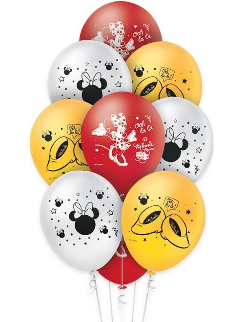 BALAO LATEX REDONDO MINNIE MOUSE 9 POLEGADAS COM 25 UNIDADES