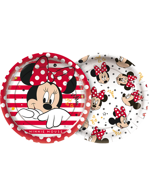 PRATO DE PAPEL REDONDO MINNIE MOUSE 18 CM COM 12 UNIDADES REGINA