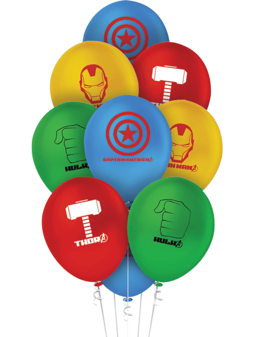 BALAO LATEX REDONDO AVENGERS ANIMATED 9 POLEGADAS COM 25 UNIDADES REGINA
