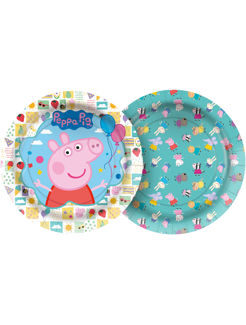 PRATO DE PAPEL REDONDO PEPPA PIG CLASSICA 18 CM COM 12 UNIDADES REGINA