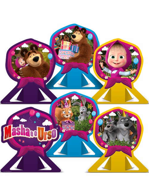 DECORACAO DE MESA MASHA E O URSO CLASSICA COM 6 UNIDADES REGINA