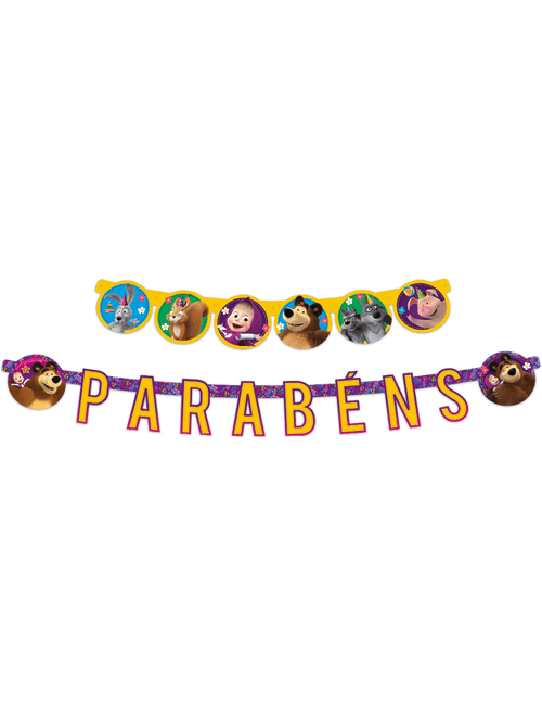 FAIXA PARABENS MASHA E O URSO CLASSICA REGINA