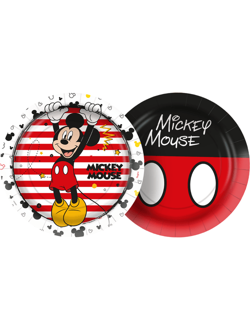 PRATO DE PAPEL REDONDO MICKEY MOUSE 18 CM COM 12 UNIDADES REGINA
