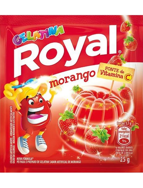 GELATINA ROYAL MORANGO COM 15 UNIDADES DE 25G CADA