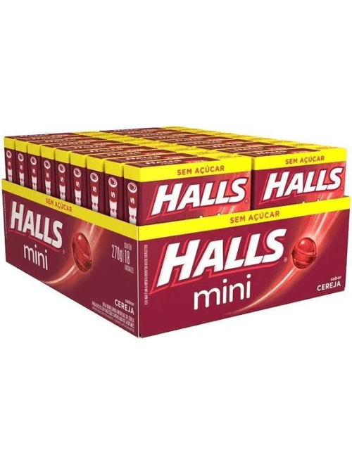 DROPS HALLS MINI SABOR CEREJA COM 18 UNIDADES