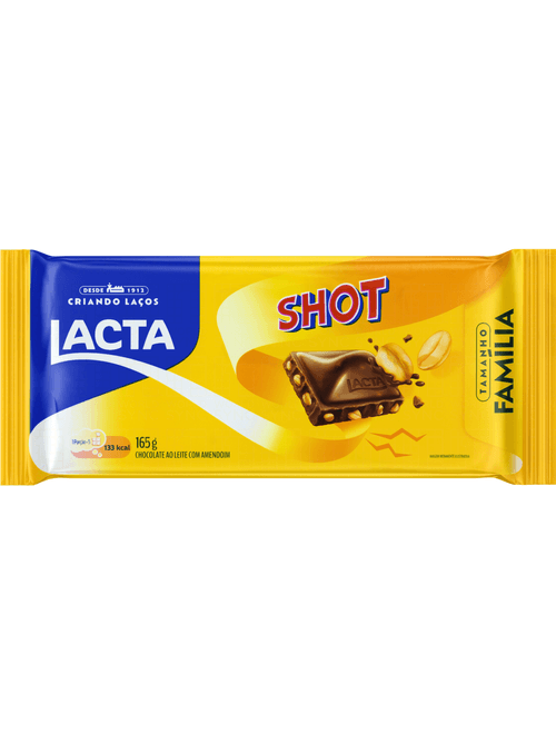 CHOCOLATE AO LEITE COM AMENDOIM SHOT LACTA DISPLAY COM 12 UNIDADES DE 165G CADA