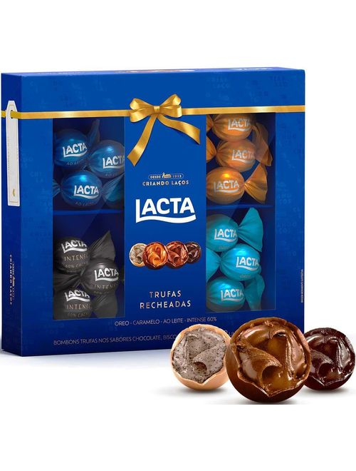TRUFA DE CHOCOLATE LACTA SORTIDAS CAIXA COM 12 UNIDADES 138G