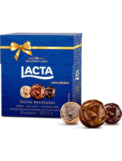 TRUFA DE CHOCOLATE LACTA SORTIDAS CAIXA COM 9 UNIDADES 103,5G