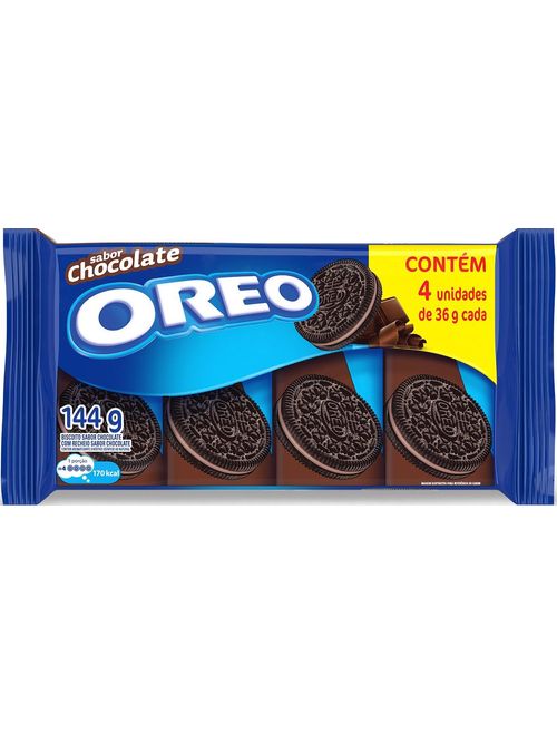 BISCOITO OREO RECHEADO CHOCOLATE DISPLAY COM 4 UNIDADES DE 36G CADA