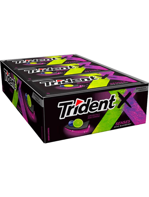GOMA DE MASCAR TRIDENT X SENSES SABOR BLUEBERRY E LIMAO COM 21 UNIDADES
