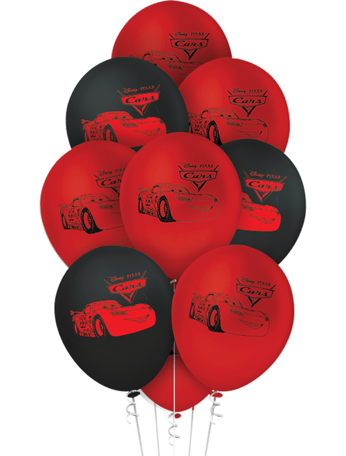 BALAO LATEX REDONDO DISNEY CARROS 9 POLEGADAS COM 25 UNIDADES REGINA