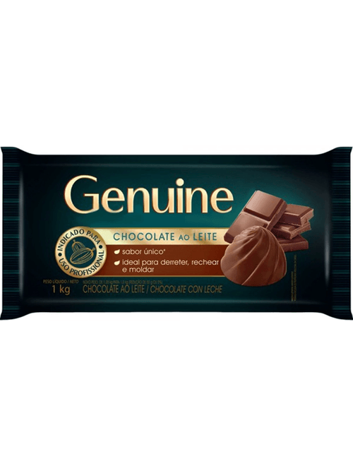 BARRA CHOCOLATE AO LEITE 1KG GENUINE