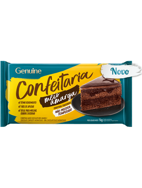 BARRA COBERTURA FRACIONADA CHOCOLATE MEIO AMARGO 1KG GENUINE