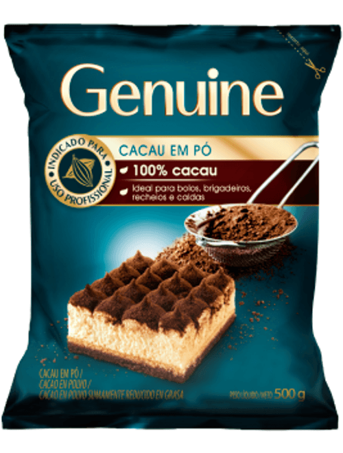 CHOCOLATE EM PO 100% CACAU 500G GENUINE