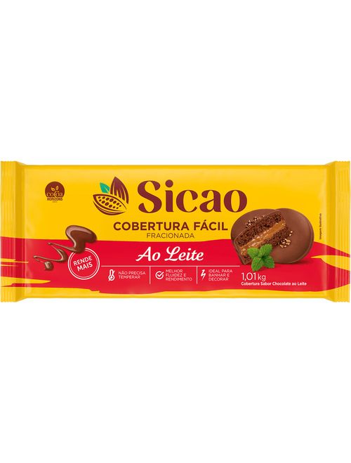 CHOCOLATE FACIL COBERTURA FRACIONADA LEITE BARRA 1,01KG SICAO