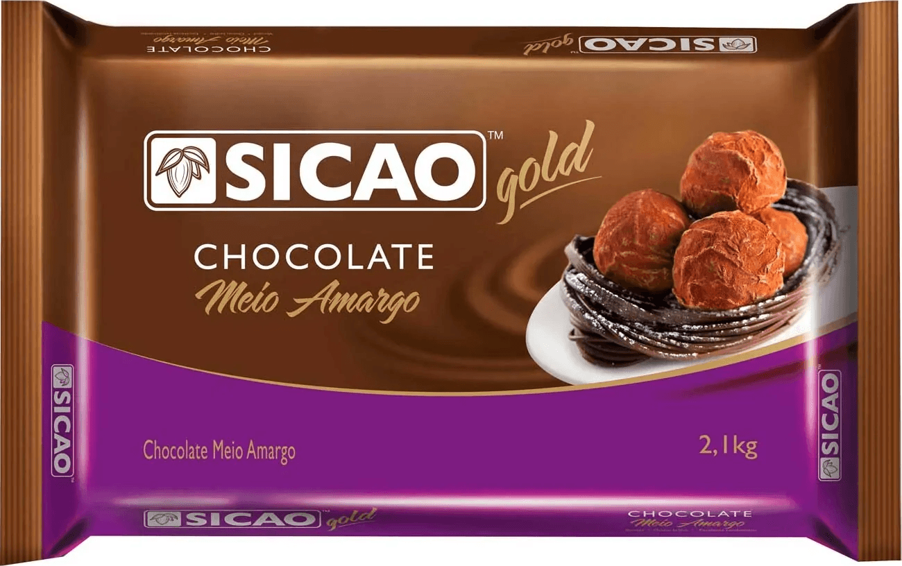 CHOCOLATE NOBRE MEIO AMARGO BARRA 2,1KG SICAO - Doces Vaz