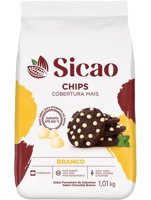 CHOCOLATE COBERTURA MAIS CHIPS BRANCO GOTAS 1,01KG SICAO