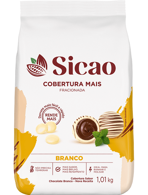 CHOCOLATE COBERTURA MAIS BRANCO 1.01KG SICAO