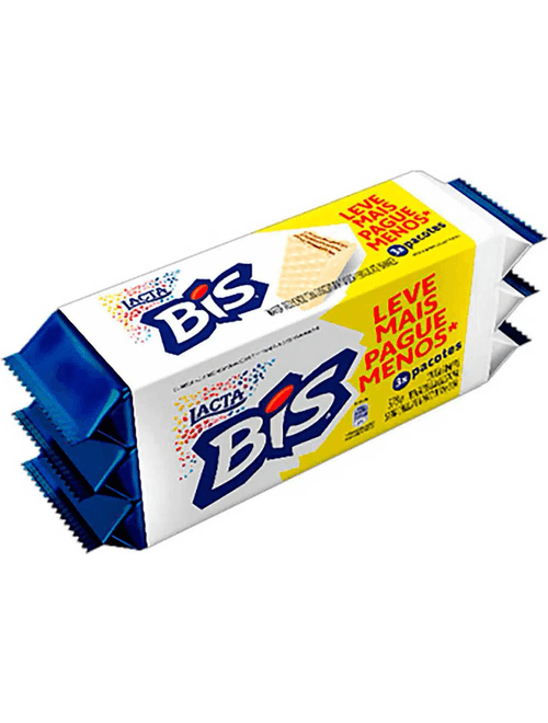 CHOCOLATE BIS WAFER RECHEADO COM COBERTURA SABOR CHOCOLATE BRANCO MULTIPACK 378G