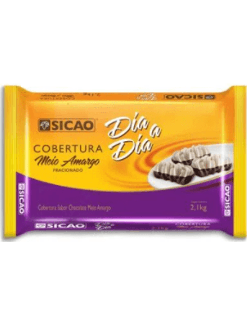 CHOCOLATE MAIS COBERTURA FRACIONADA MEIO AMARGO BARRA 2,1KG SICAO