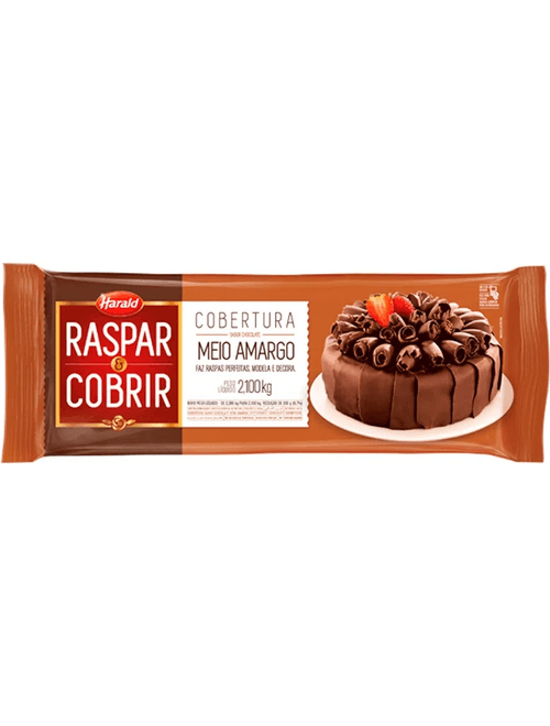 CHOCOLATE COBERTURA RASPAR MEIO AMARGO 2.1KG HARALD