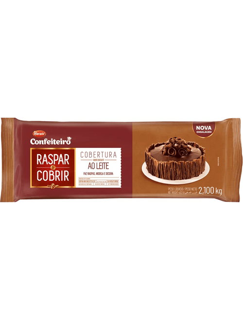 CHOCOLATE COBERTURA RASPAR AO LEITE 2.1KG HARALD