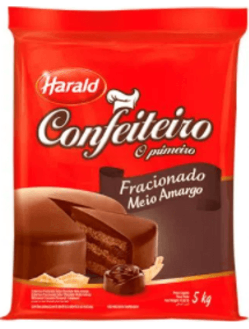CHOCOLATE COBERTURA CONFEITEIRO FRACIONADA 5KG MEIO AMARGO HARALD