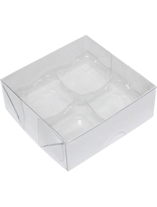 CAIXA BRANCA COM TAMPA TRANSPARENTE PARA 4 BOMBONS NUMERO 1 COM 10 UNIDADES YINPACK