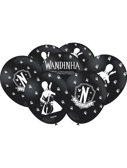 BALAO LATEX 9 POLEGADAS ESPECIAL PRETO WANDINHA COM 25 UNIDADES FESTCOLOR