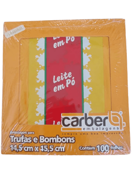 EMBALAGEM PARA TRUFAS E BOMBONS 14,5X15,5 CM COM 100 UNIDADES LEITE EM PO CARBER