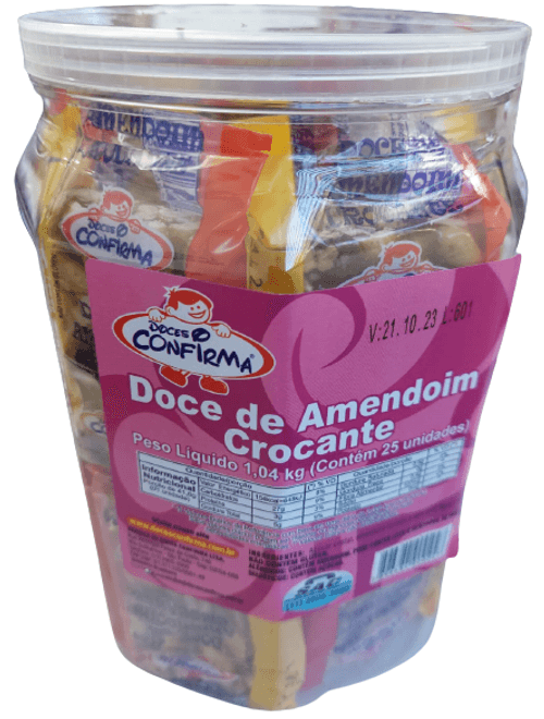 DOCE DE AMENDOIM CROCANTE EMBALADO COM 25 UNIDADES 1.04KG DOCES CONFIRMA