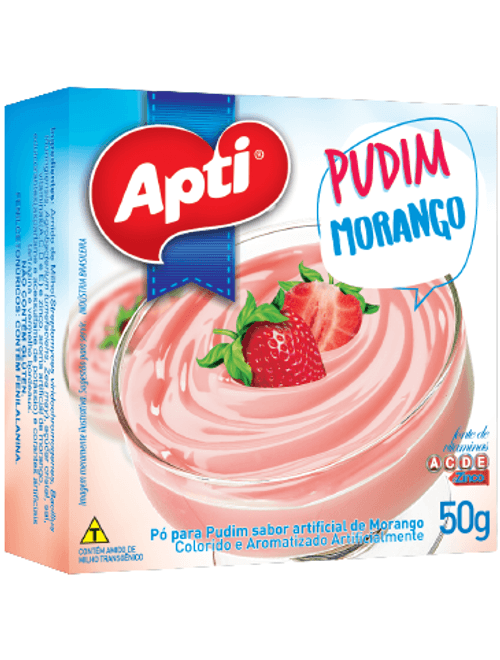 PO PARA PUDIM SABOR MORANGO APTI 50G