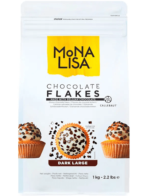 CHOCOLATE FLAKES DARK LARGE MONALISA 1KG CALLEBAUT
