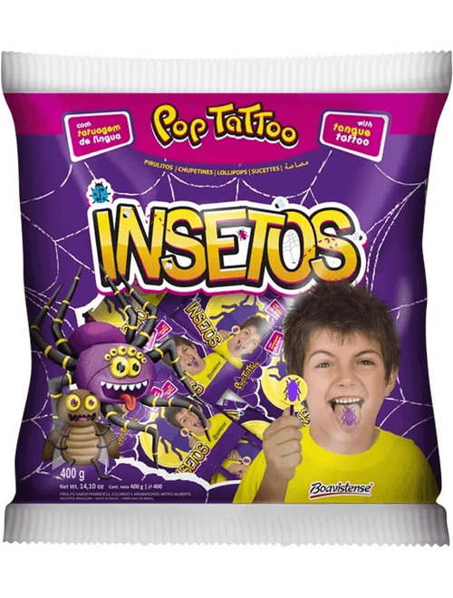 PIRULITO POP TATTOO INSETOS 400G FLORESTAL